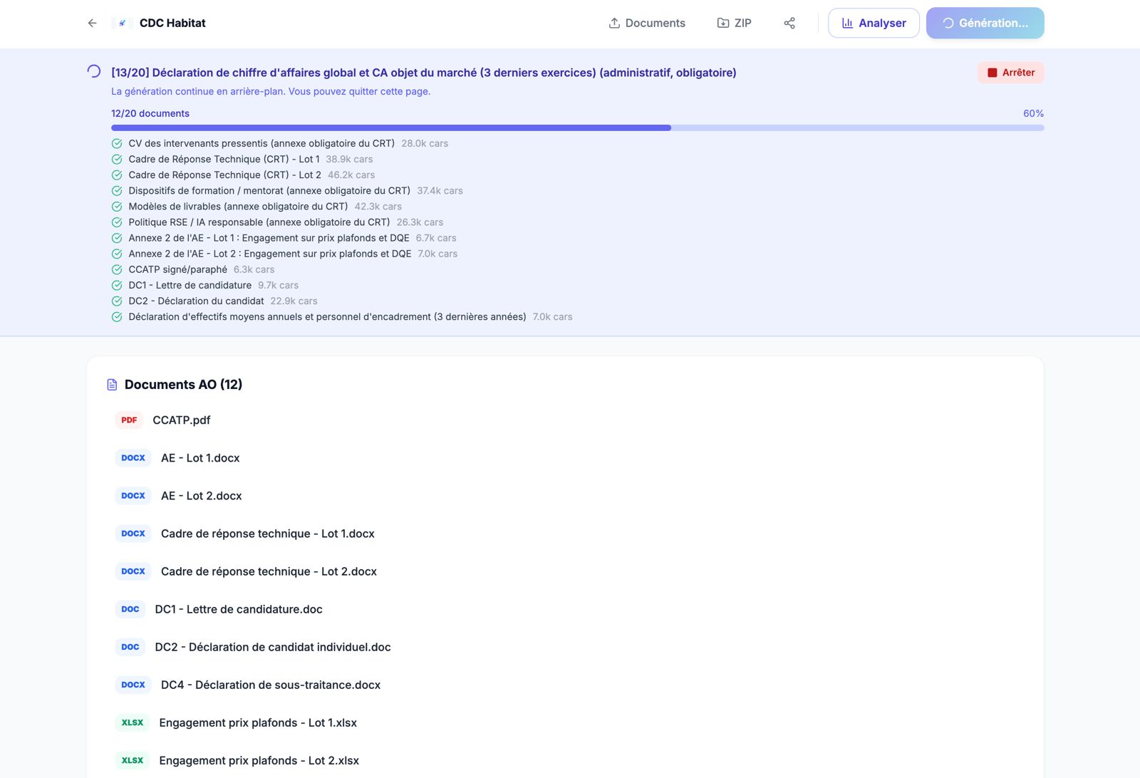 Génération de documents Propulse